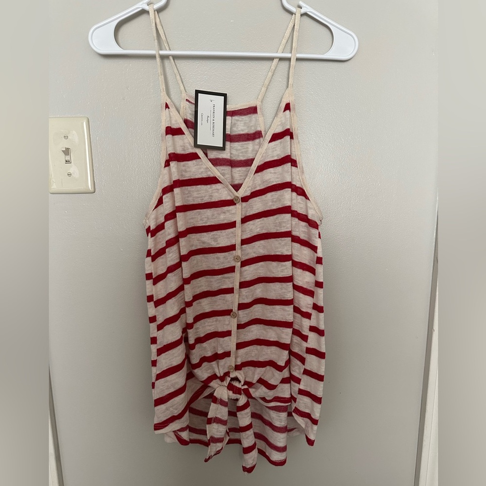 Striped Red and White Sleeveless Tank Top